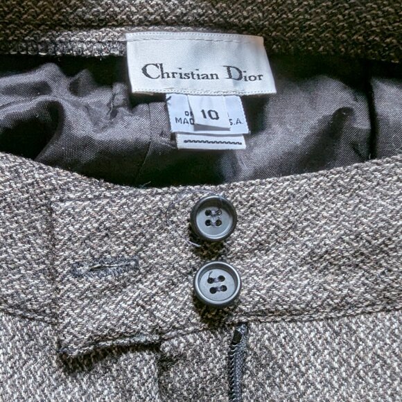 Dior Wool Tweed Skirt Brown Pencil Midi Straight Skirt Size 10 - Picture 9 of 16